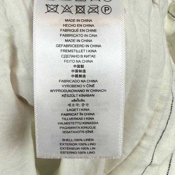 Michael Kors 100% Linen Pants Womens 6 White Black Striped Wide Leg Coastal Core - Picture 11 of 11